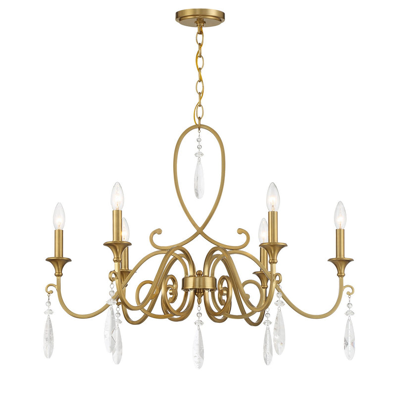 Savoy House 1-2700-6-322 Six Light Chandelier, Warm Brass