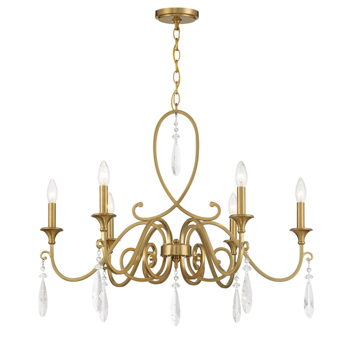 Savoy House 1-2700-6-322 Six Light Chandelier, Warm Brass