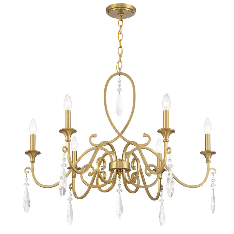 Savoy House 1-2700-6-322 Six Light Chandelier, Warm Brass