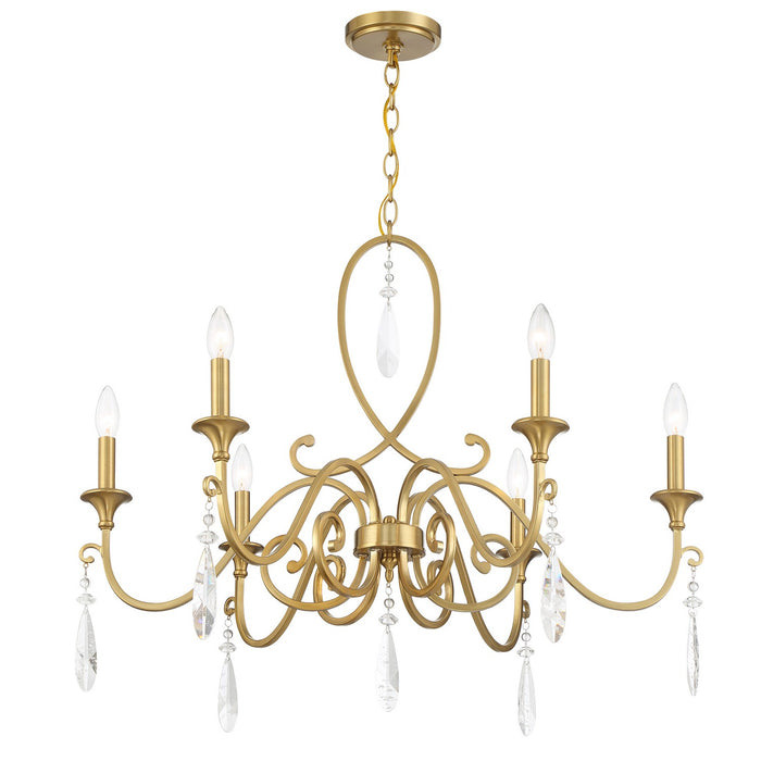Savoy House 1-2700-6-322 Six Light Chandelier, Warm Brass