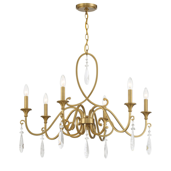 Savoy House 1-2700-6-322 Six Light Chandelier, Warm Brass