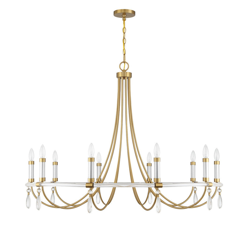 Savoy House 1-7712-10-195 Ten Light Chandelier, Warm Brass and Chrome