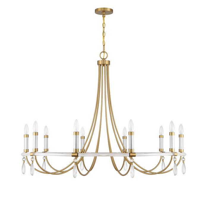 Savoy House 1-7712-10-195 Ten Light Chandelier, Warm Brass and Chrome