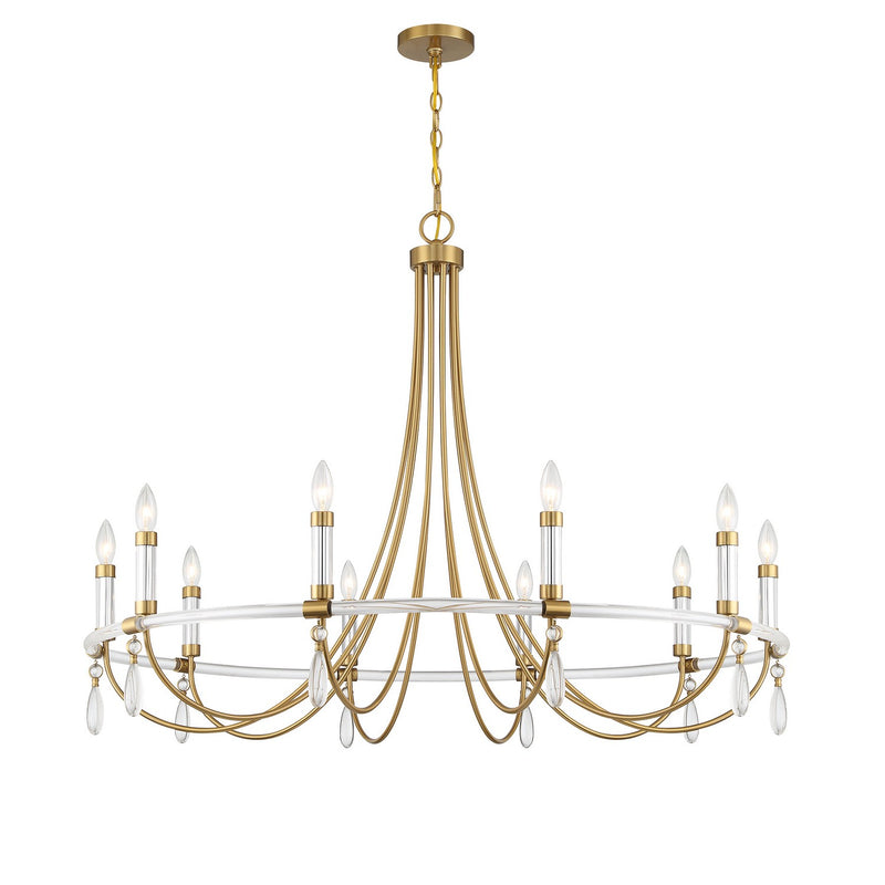 Savoy House 1-7712-10-195 Ten Light Chandelier, Warm Brass and Chrome