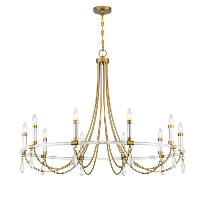 Savoy House 1-7712-10-195 Ten Light Chandelier, Warm Brass and Chrome