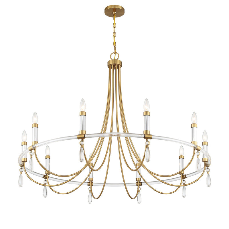 Savoy House 1-7712-10-195 Ten Light Chandelier, Warm Brass and Chrome