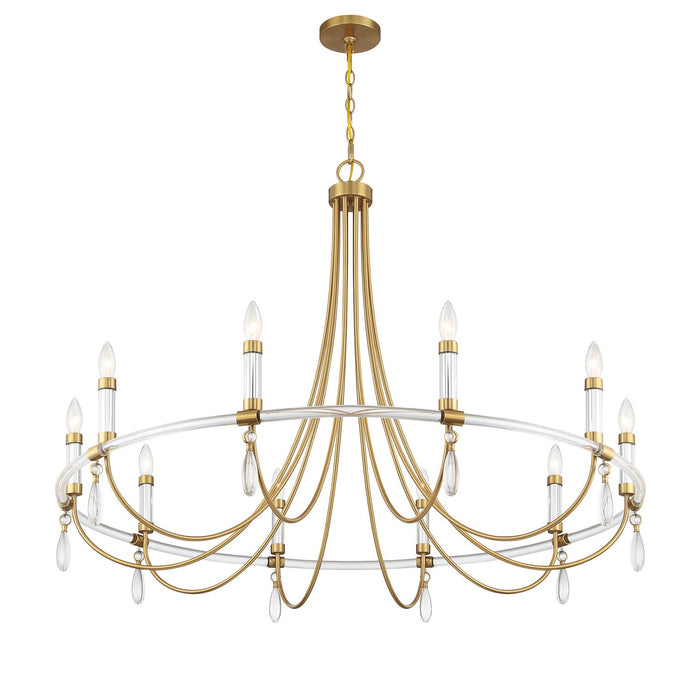 Savoy House 1-7712-10-195 Ten Light Chandelier, Warm Brass and Chrome