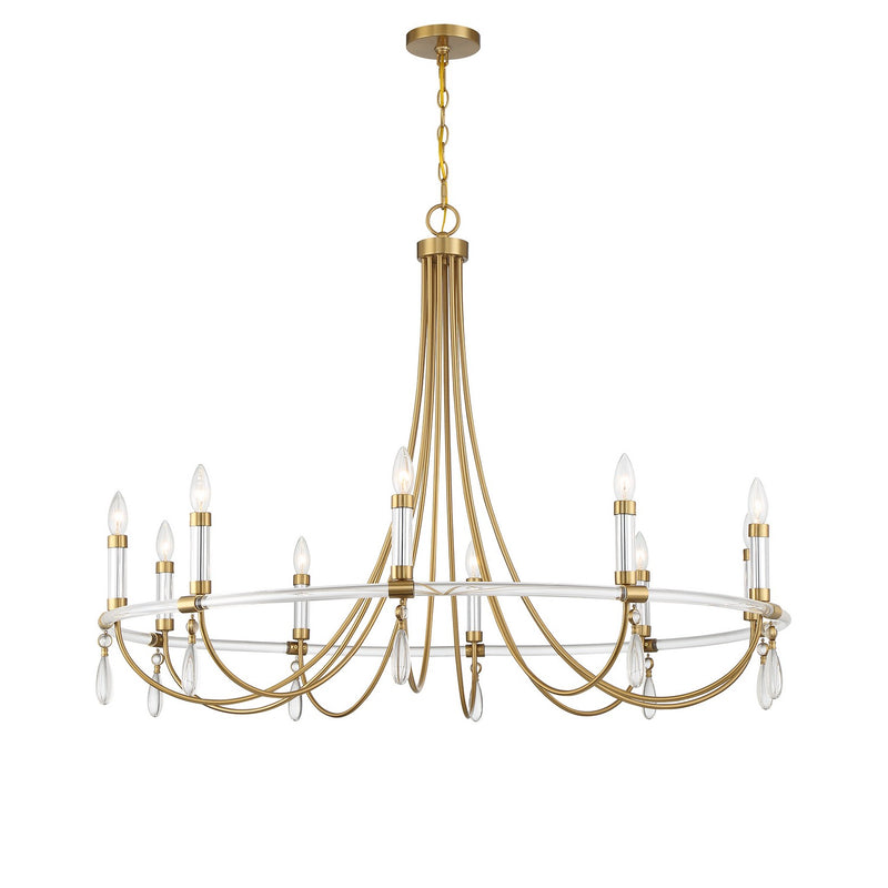 Savoy House 1-7712-10-195 Ten Light Chandelier, Warm Brass and Chrome