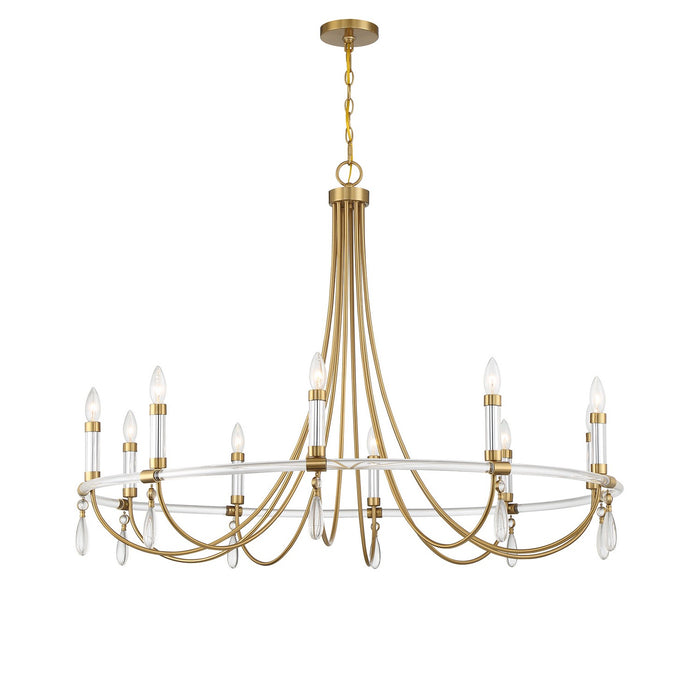Savoy House 1-7712-10-195 Ten Light Chandelier, Warm Brass and Chrome