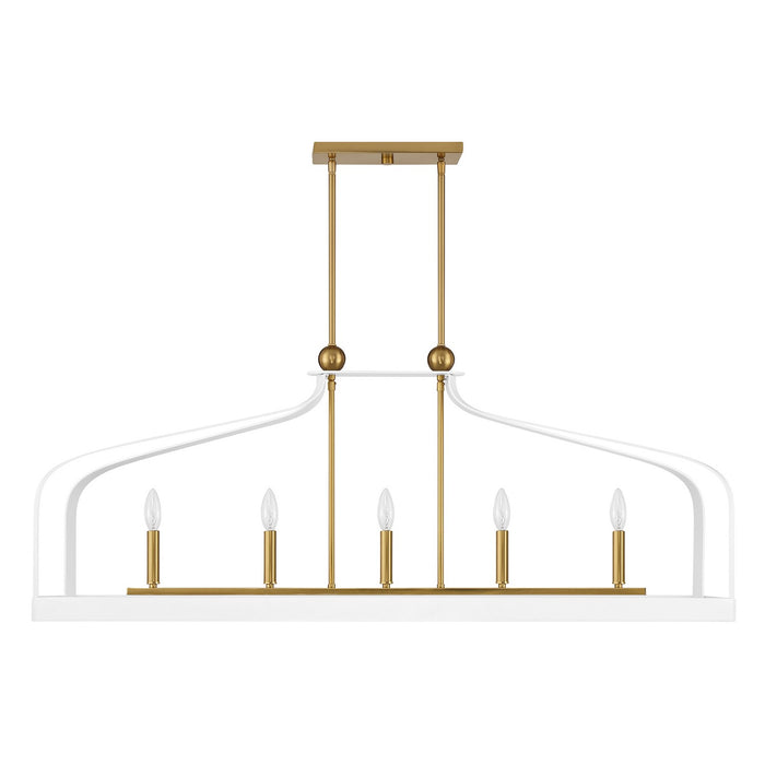 Savoy House 1-7804-5-142 Five Light Linear Chandelier, White with Warm Brass