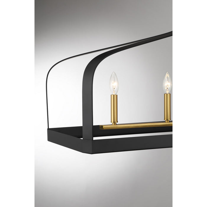 Savoy House 1-7804-5-143 Five Light Linear Chandelier, Matte Black with Warm Brass