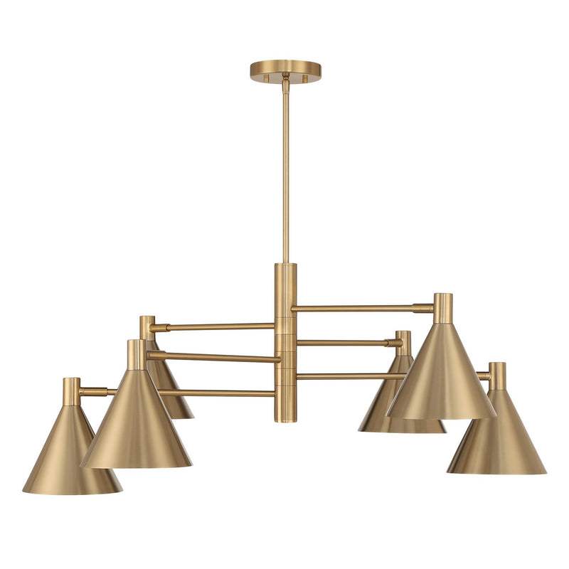 Savoy House 1-8003-6-127 Six Light Chandelier, Noble Brass