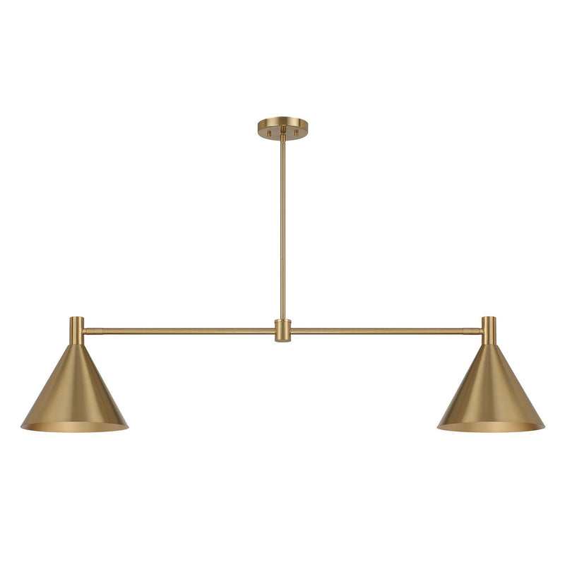 Savoy House 1-8005-2-127 Two Light Linear Chandelier, Noble Brass
