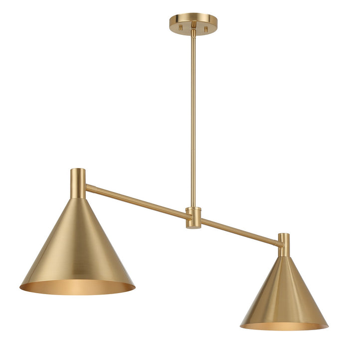 Savoy House 1-8005-2-127 Two Light Linear Chandelier, Noble Brass