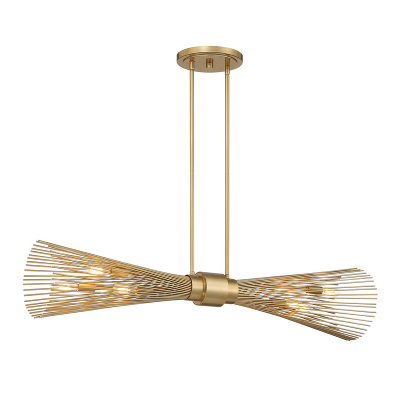 Savoy House 1-9601-6-171 Six Light Linear Chandelier, Burnished Brass
