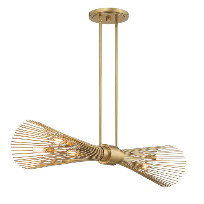 Savoy House 1-9601-6-171 Six Light Linear Chandelier, Burnished Brass