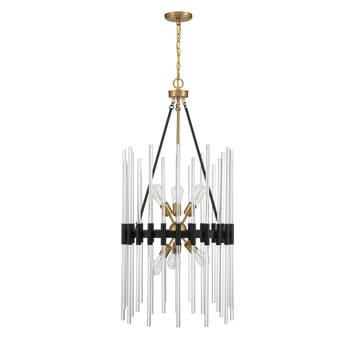 Savoy House 3-1936-6-143 Six Light Pendant, Matte Black with Warm Brass