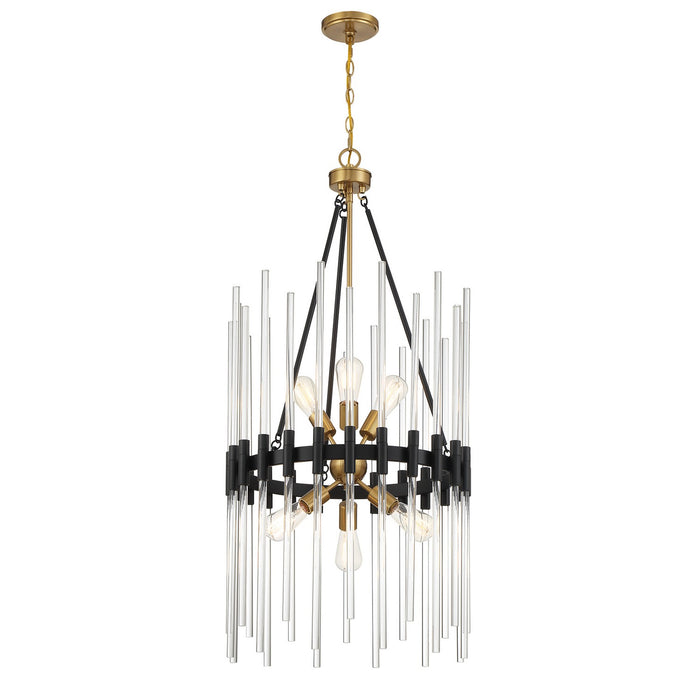Savoy House 3-1936-6-143 Six Light Pendant, Matte Black with Warm Brass