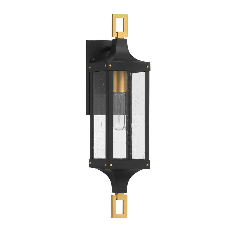 Savoy House 5-275-144 One Light Outdoor Wall Lantern, Matte Black and Weathered Brushed Brass