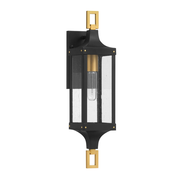 Savoy House 5-275-144 One Light Outdoor Wall Lantern, Matte Black and Weathered Brushed Brass
