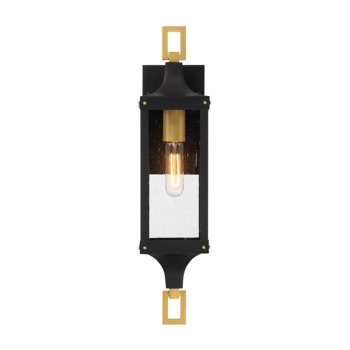 Savoy House 5-275-144 One Light Outdoor Wall Lantern, Matte Black and Weathered Brushed Brass
