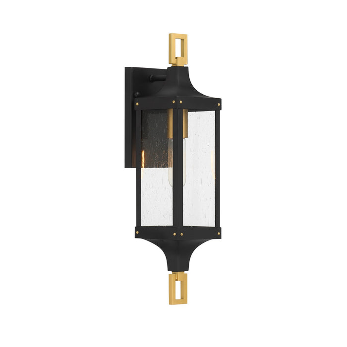 Savoy House 5-275-144 One Light Outdoor Wall Lantern, Matte Black and Weathered Brushed Brass