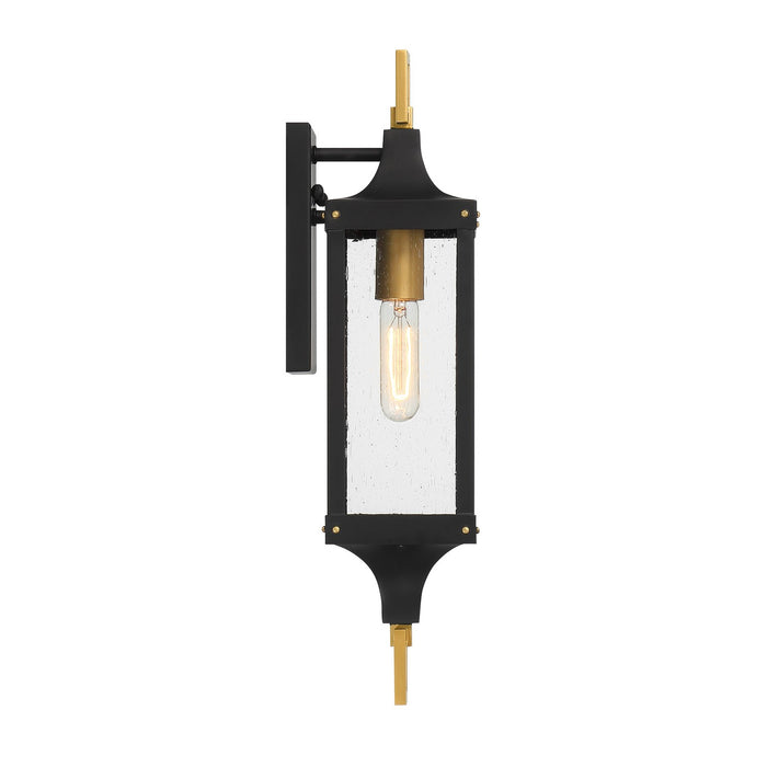 Savoy House 5-275-144 One Light Outdoor Wall Lantern, Matte Black and Weathered Brushed Brass