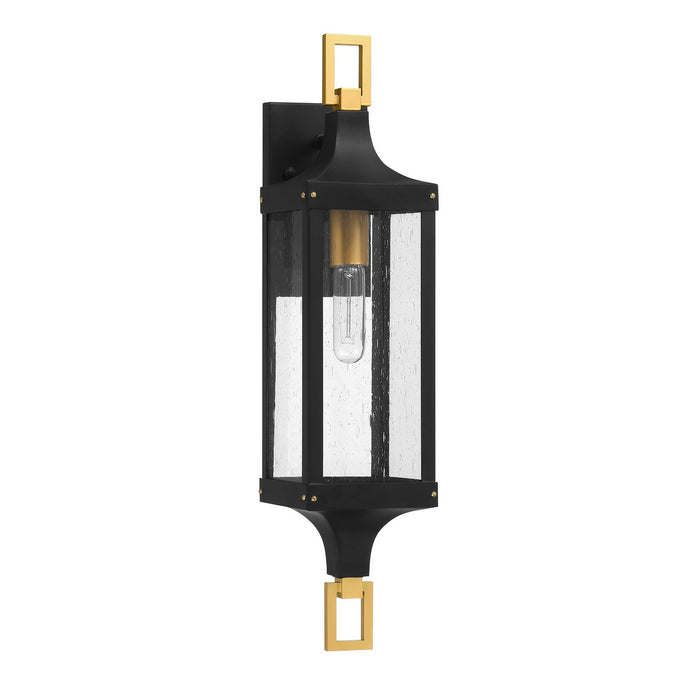 Savoy House 5-276-144 One Light Outdoor Wall Lantern, Matte Black and Weathered Brushed Brass