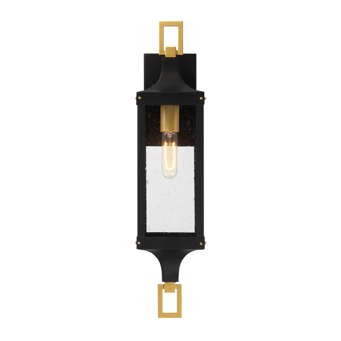 Savoy House 5-276-144 One Light Outdoor Wall Lantern, Matte Black and Weathered Brushed Brass