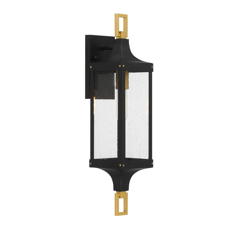 Savoy House 5-276-144 One Light Outdoor Wall Lantern, Matte Black and Weathered Brushed Brass