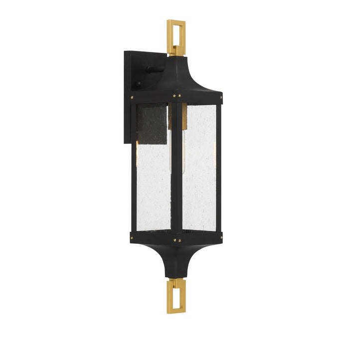 Savoy House 5-276-144 One Light Outdoor Wall Lantern, Matte Black and Weathered Brushed Brass
