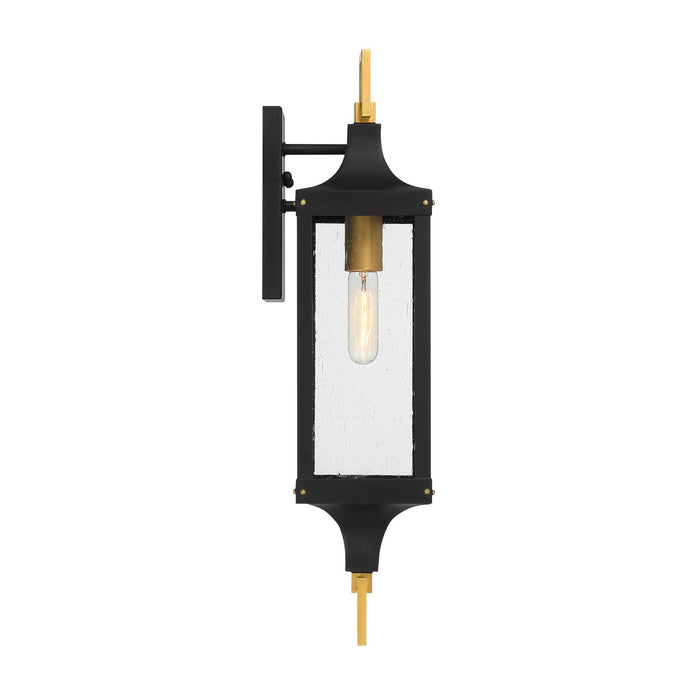 Savoy House 5-276-144 One Light Outdoor Wall Lantern, Matte Black and Weathered Brushed Brass