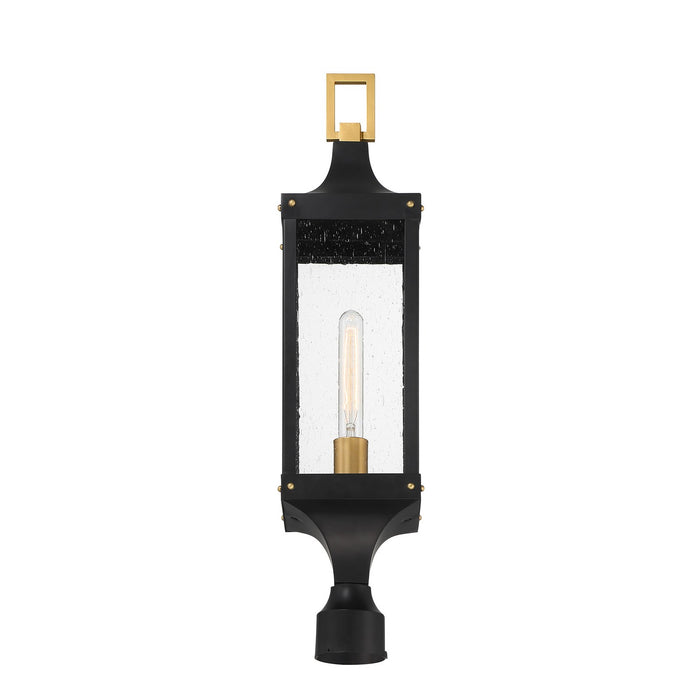 Savoy House 5-278-144 One Light Outdoor Post Lantern, Matte Black and Weathered Brushed Brass