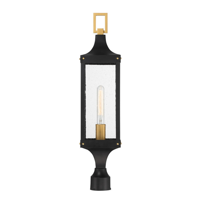 Savoy House 5-278-144 One Light Outdoor Post Lantern, Matte Black and Weathered Brushed Brass