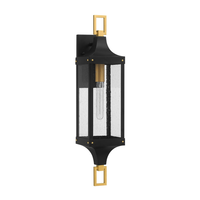 Savoy House 5-279-144 One Light Outdoor Wall Lantern, Matte Black and Weathered Brushed Brass