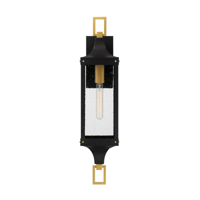 Savoy House 5-279-144 One Light Outdoor Wall Lantern, Matte Black and Weathered Brushed Brass