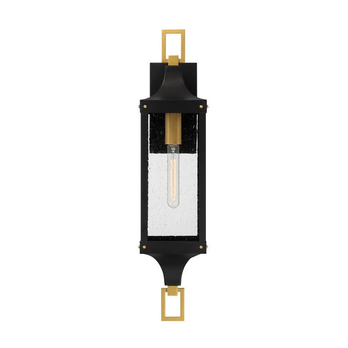 Savoy House 5-279-144 One Light Outdoor Wall Lantern, Matte Black and Weathered Brushed Brass