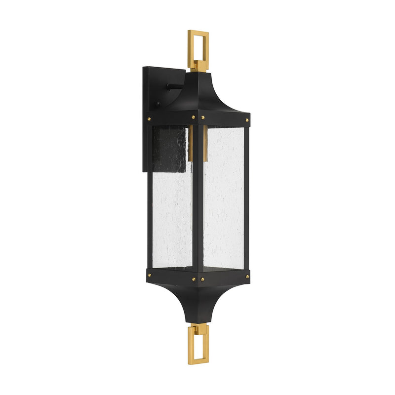 Savoy House 5-279-144 One Light Outdoor Wall Lantern, Matte Black and Weathered Brushed Brass