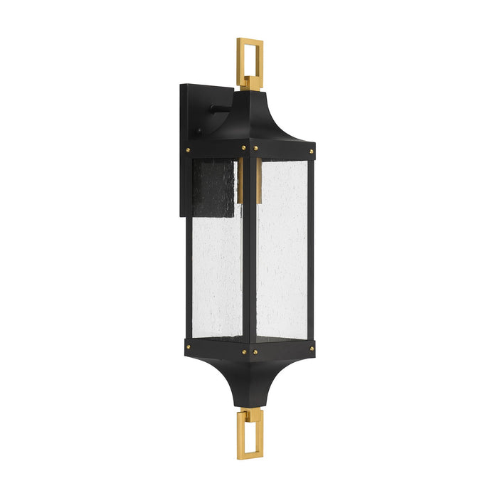 Savoy House 5-279-144 One Light Outdoor Wall Lantern, Matte Black and Weathered Brushed Brass