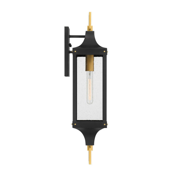 Savoy House 5-279-144 One Light Outdoor Wall Lantern, Matte Black and Weathered Brushed Brass