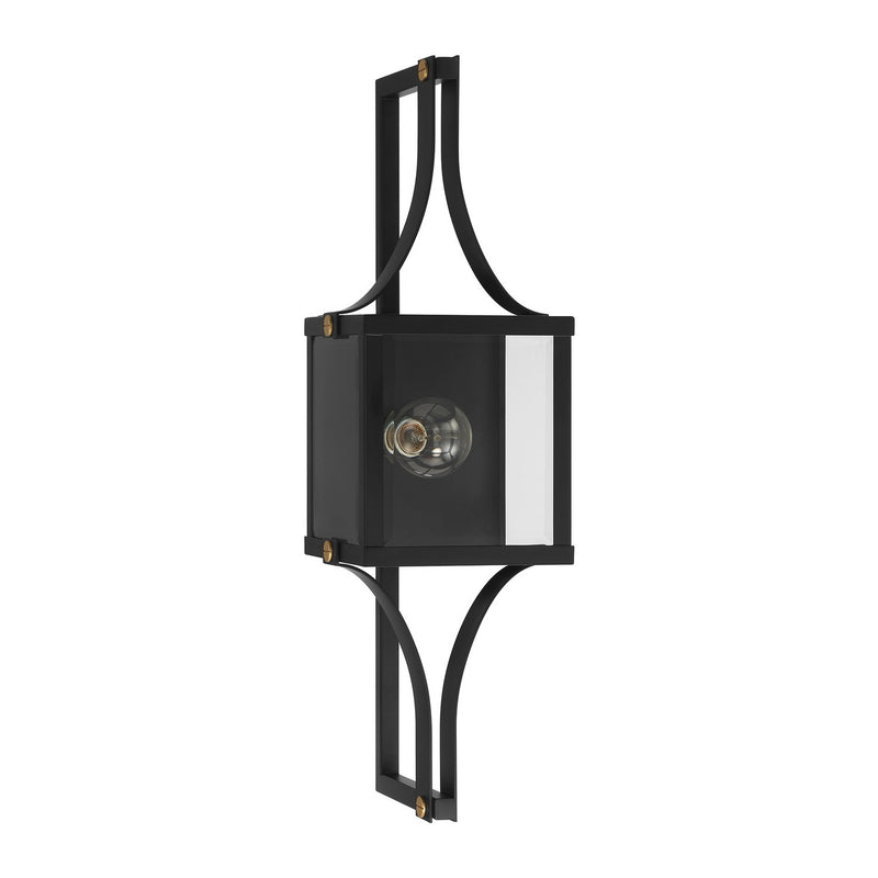 Savoy House 5-472-144 One Light Outdoor Wall Lantern, Matte Black and Weathered Brushed Brass