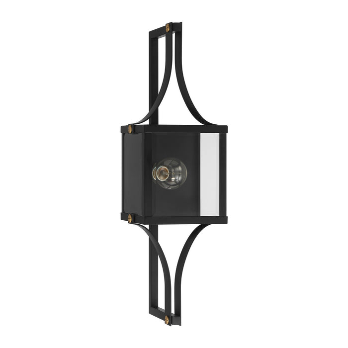 Savoy House 5-472-144 One Light Outdoor Wall Lantern, Matte Black and Weathered Brushed Brass
