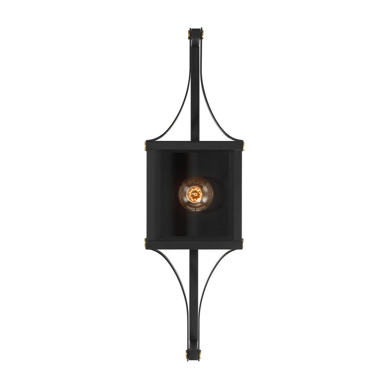 Savoy House 5-472-144 One Light Outdoor Wall Lantern, Matte Black and Weathered Brushed Brass