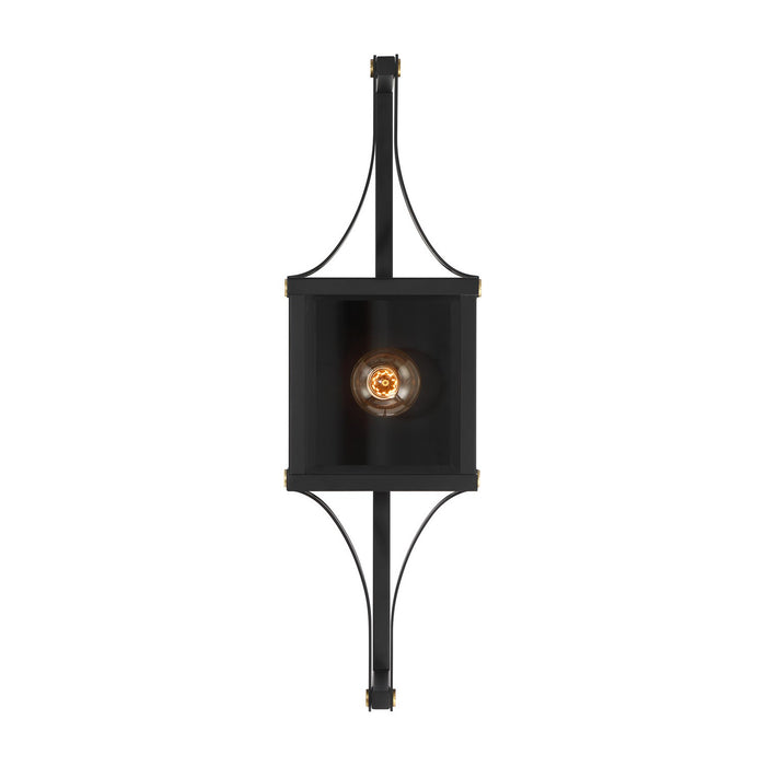 Savoy House 5-472-144 One Light Outdoor Wall Lantern, Matte Black and Weathered Brushed Brass
