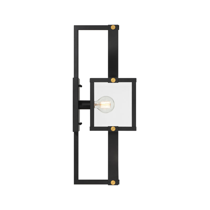 Savoy House 5-472-144 One Light Outdoor Wall Lantern, Matte Black and Weathered Brushed Brass
