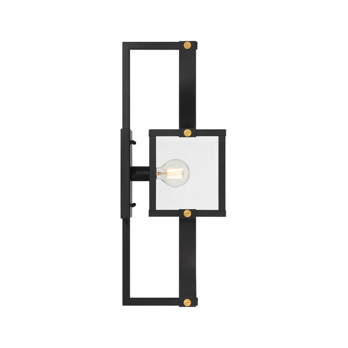 Savoy House 5-472-144 One Light Outdoor Wall Lantern, Matte Black and Weathered Brushed Brass