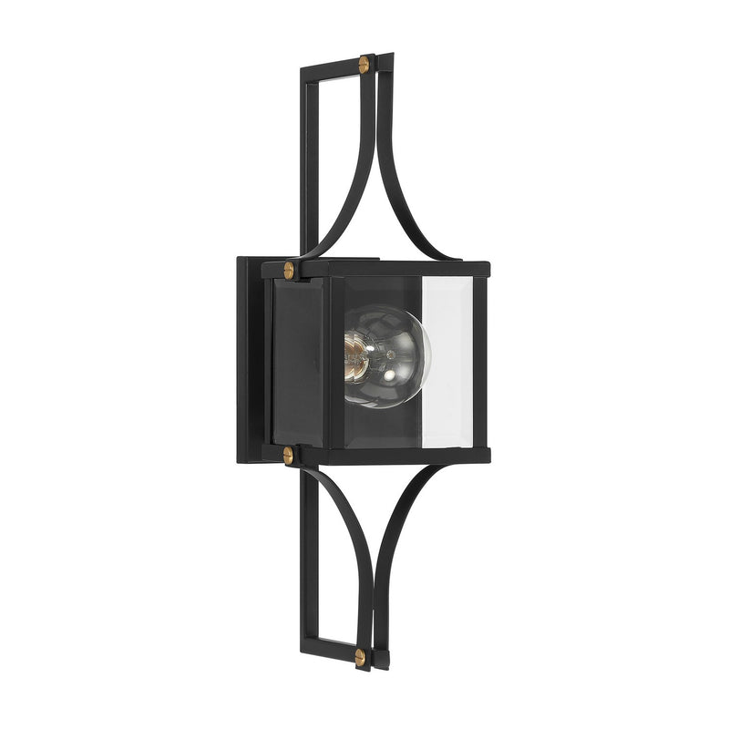 Savoy House 5-473-144 One Light Outdoor Wall Lantern, Matte Black and Weathered Brushed Brass