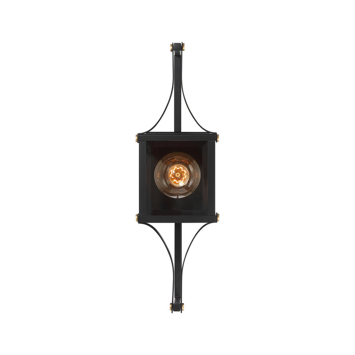 Savoy House 5-473-144 One Light Outdoor Wall Lantern, Matte Black and Weathered Brushed Brass