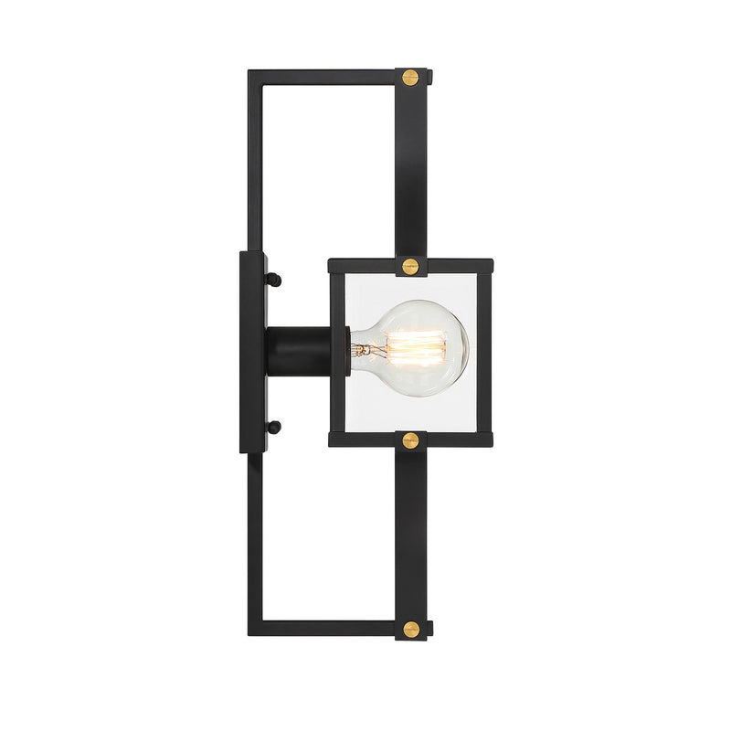Savoy House 5-473-144 One Light Outdoor Wall Lantern, Matte Black and Weathered Brushed Brass