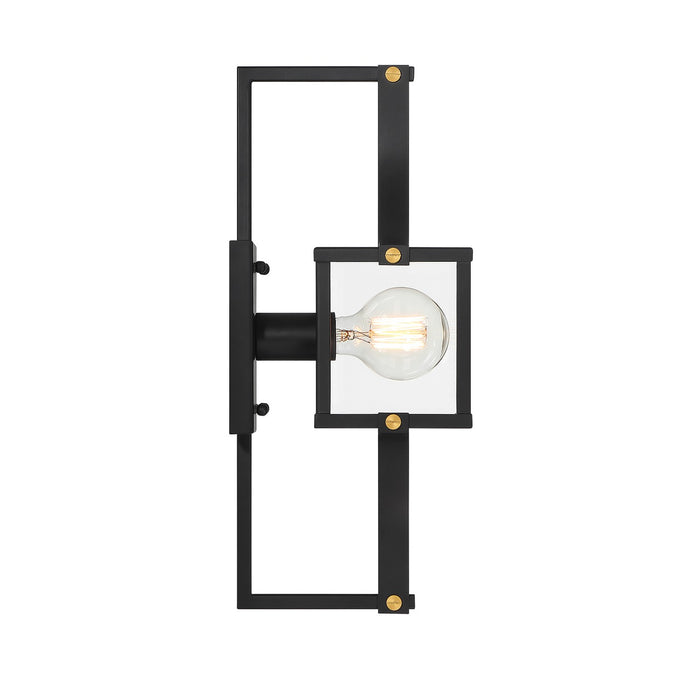 Savoy House 5-473-144 One Light Outdoor Wall Lantern, Matte Black and Weathered Brushed Brass